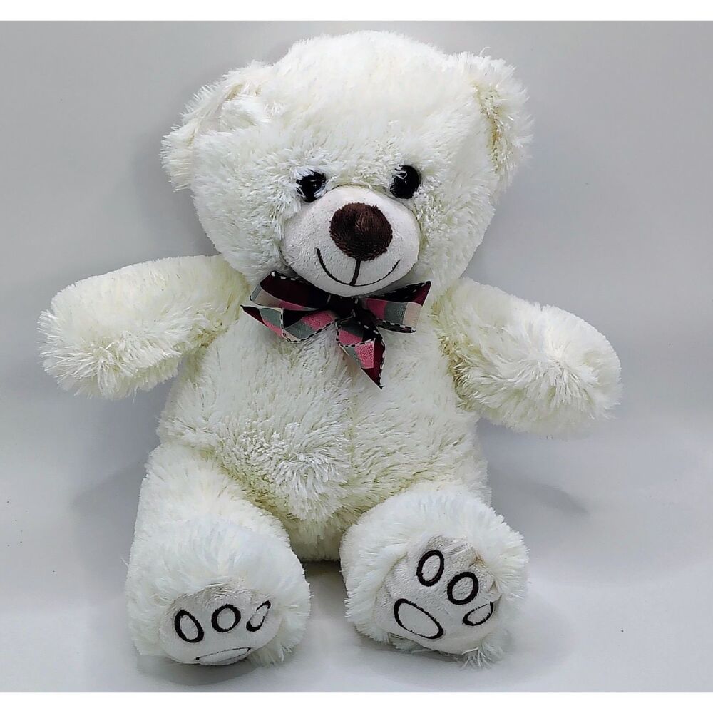 Linzy White Teddy Bear with Bow Tie  Foot Print
